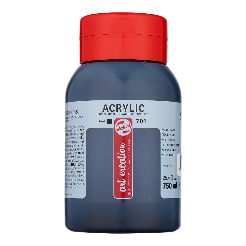 Akrilni boi za slikanje na parce - Crna boja | Акрилни бои за сликање на парче - Црна боја | 750ml - 701