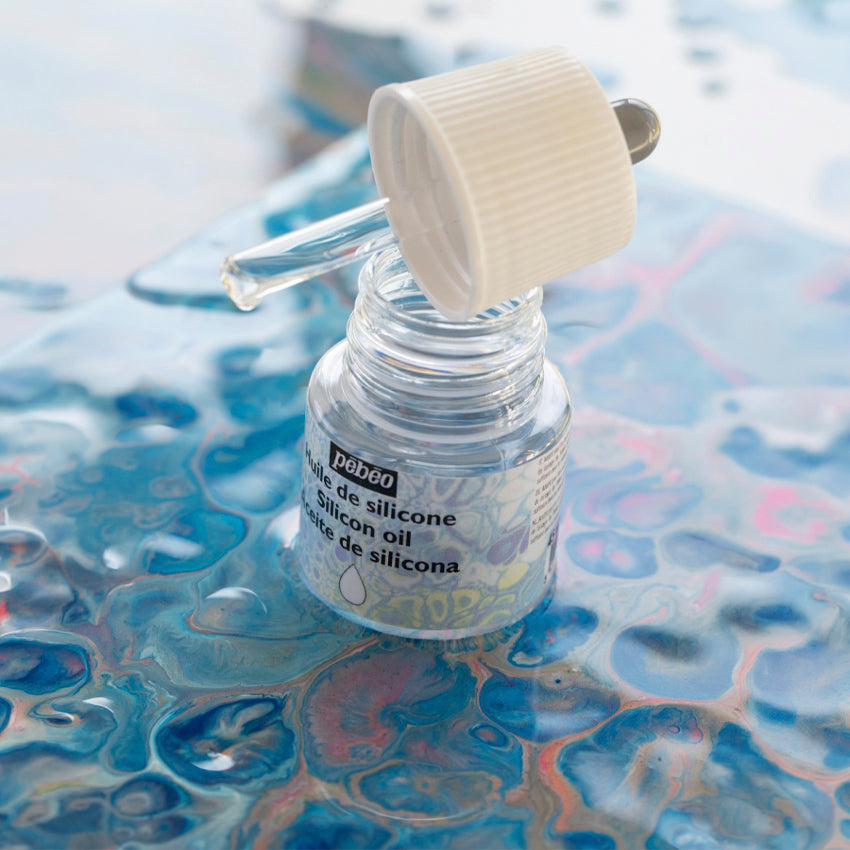Силиконско масло за акрил | silicone oil for acrylic color| акрилни бои Македонија Скопје | Akrilni boi | силикон за акрилни бои | медиум за акрил | 45 мл | пример
