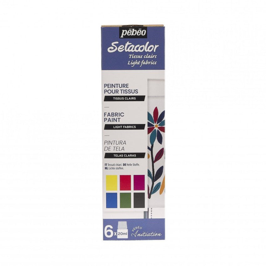 Текстилни бои | Tekstilni boi | Tekstilna boja | Боја за текстил | Boja za tekstil | Сет текстилни бои | Setacolor Light fabrics | Текстилна боја на водена база | Tekstilna boja na vodena baza | Pebeo fabric color set | 6 x 20 ml
