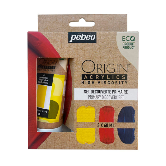 Pebeo Origin Acrylics - акрилни бои - акрилна боја - акрилен сет - 60 мл - Primary Discovery - 3 бои - Чудна шума