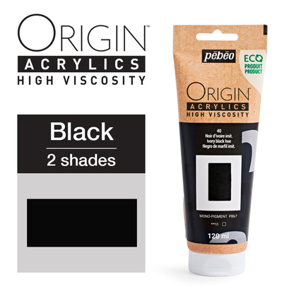 Pebeo Origin Acrylics - акрилни бои - акрилна боја - туба 120 мл - црна акрилна боја - Чудна шума - Скопје - Македонија - уметнички бои - бои за уметници
