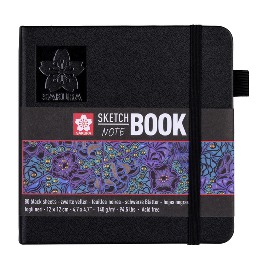Sakura-Sketch-notebook-black-paper-12x12cm-140g-80pages-94141002-skicnik-Sakura-crn - Сакура скицник - Sakura skicnik - НОТЕС ЗА СКИЦИРАЊЕ SAKURA SKETCH NOTEBOOK BLACK - Скицник/нотес за скицирање и суви техники, црни страници