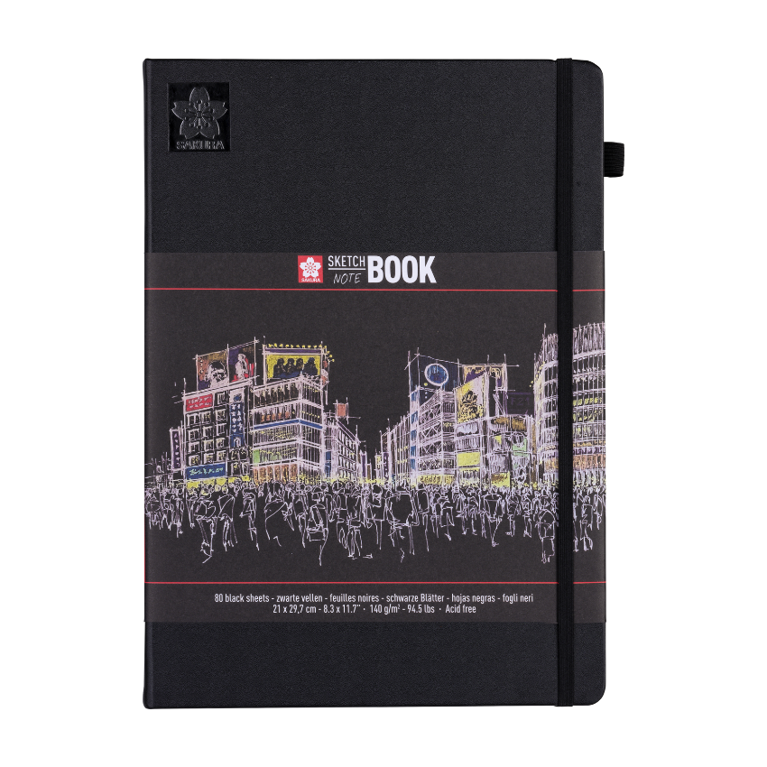 Sakura_Sketch_notebook_black_paper_-_21_x_29.7_cm_-_140_g_-_80_pages_94141005_-_skicnik_crn - Сакура скицник - Sakura skicnik - НОТЕС ЗА СКИЦИРАЊЕ SAKURA SKETCH NOTEBOOK BLACK - Скицник/нотес за скицирање и суви техники, црни страници