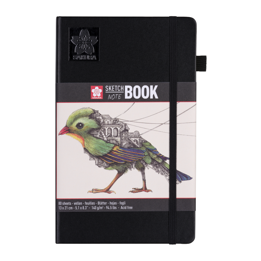 Нотес за скицирање и суви техники - скицник со крем-бели страници - Sakura Sketch notebook cream paper 13x21cm