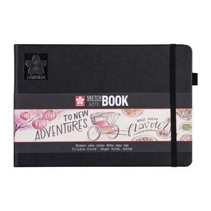 Нотес за скицирање и суви техники - скицник со крем-бели страници - Sakura Sketch notebook cream paper 21x15cm